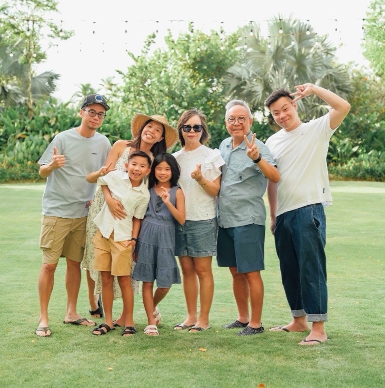 Happy multigenerational Asian family